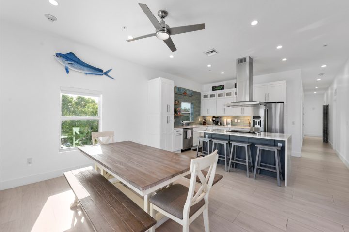 a room filled with furniture and a table