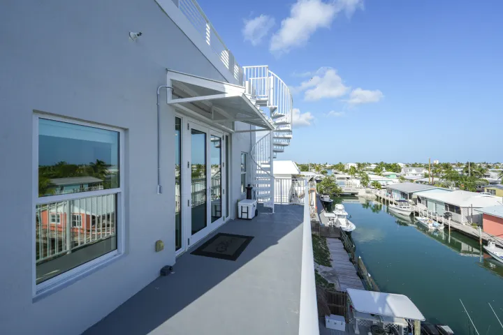 a boat parked on the side of a building