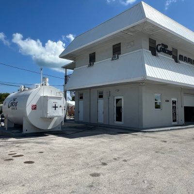 a boat parked on the side of a building