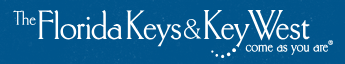 Text: The Florida Keys & Key West come as you are on blue background.