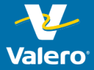 Valero logo with blue background and yellow swoosh